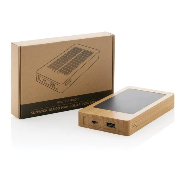  Sunwick solarna prijenosna baterija od bambusa, 10 000 mAh - XD Collection Smeđa