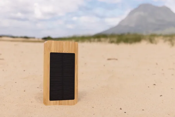  Sunwick solarna prijenosna baterija od bambusa, 10 000 mAh - XD Collection Smeđa