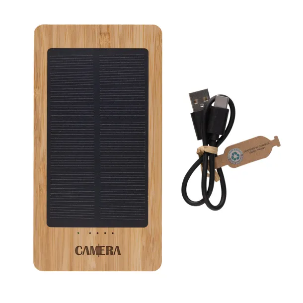  Sunwick solarna prijenosna baterija od bambusa, 10 000 mAh - XD Collection Smeđa
