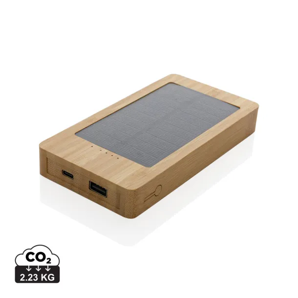  Sunwick solarna prijenosna baterija od bambusa, 10 000 mAh - XD Collection Smeđa