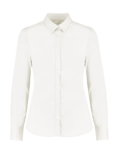  Women's Tailored Fit Stretch Oxford Shirt LS - Kustom Kit Bijela