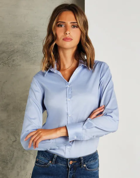  Women's Tailored Fit Stretch Oxford Shirt LS - Kustom Kit