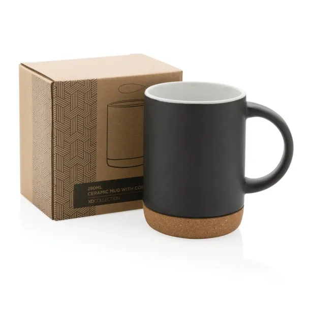  Keramička šalica s plutenom bazom, 280 ml - XD Collection Crna