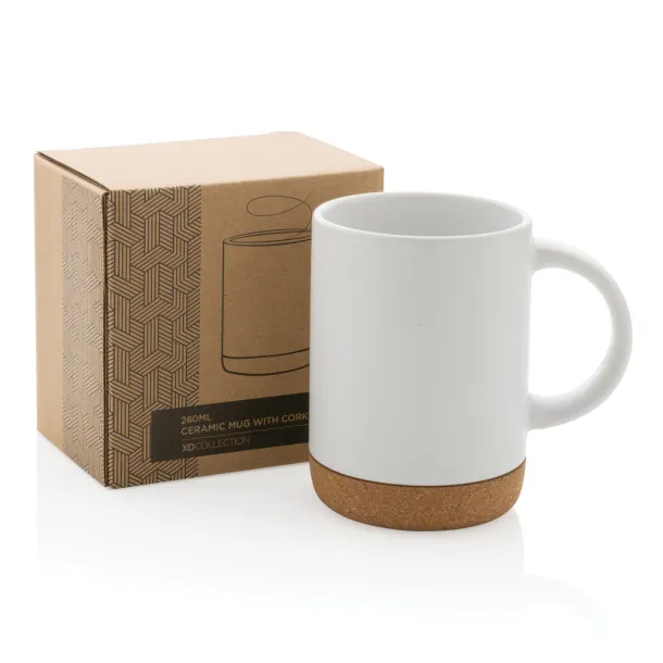  Keramička šalica s plutenom bazom, 280 ml - XD Collection Bijela