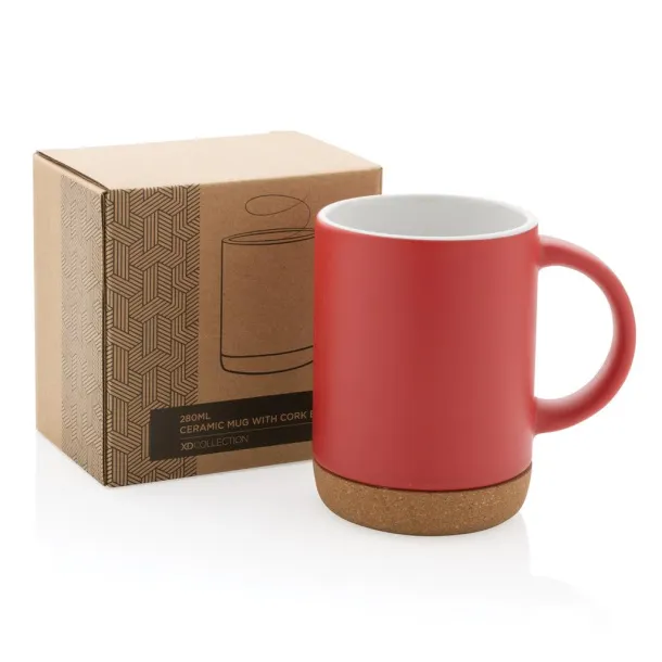  Keramička šalica s plutenom bazom, 280 ml - XD Collection Crvena