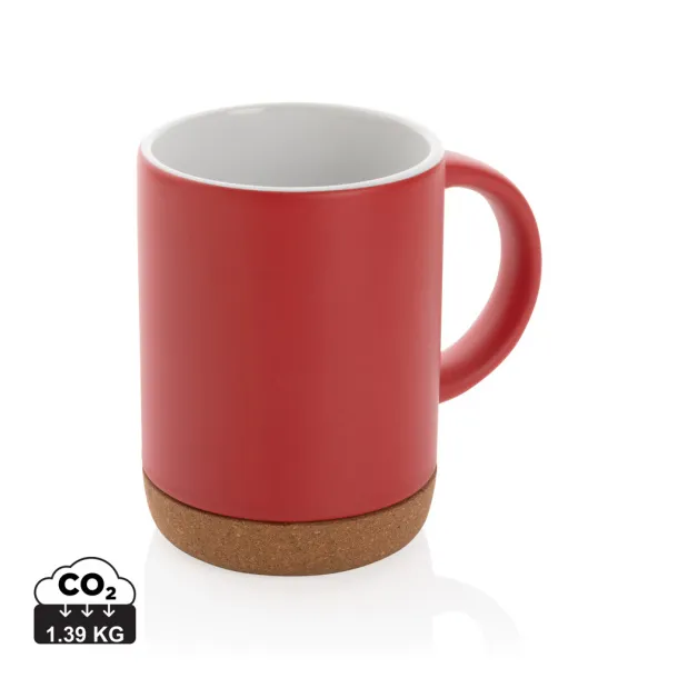  Ceramic mug with cork base - XD Collection Crvena
