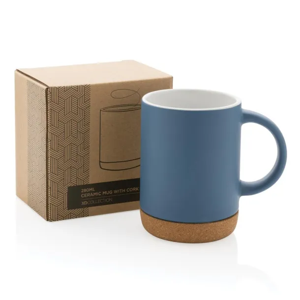  Ceramic mug with cork base - XD Collection Plava