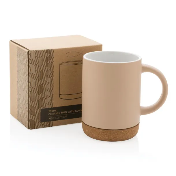  Keramička šalica s plutenom bazom, 280 ml - XD Collection brown, white