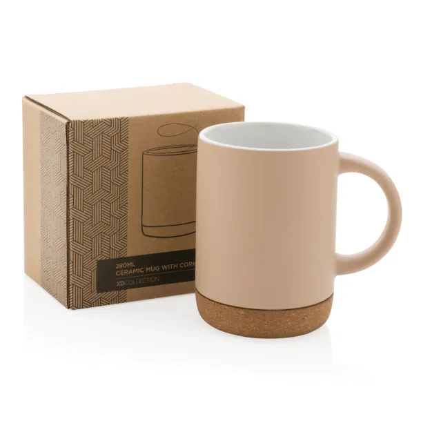  Keramička šalica s plutenom bazom, 280 ml - XD Collection brown, white