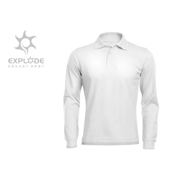 GATOR Muška polo majica dugih rukava, 200g/m2 - EXPLODE Bijela