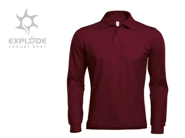 GATOR Muška polo majica dugih rukava, 200g/m2 - EXPLODE Bordo