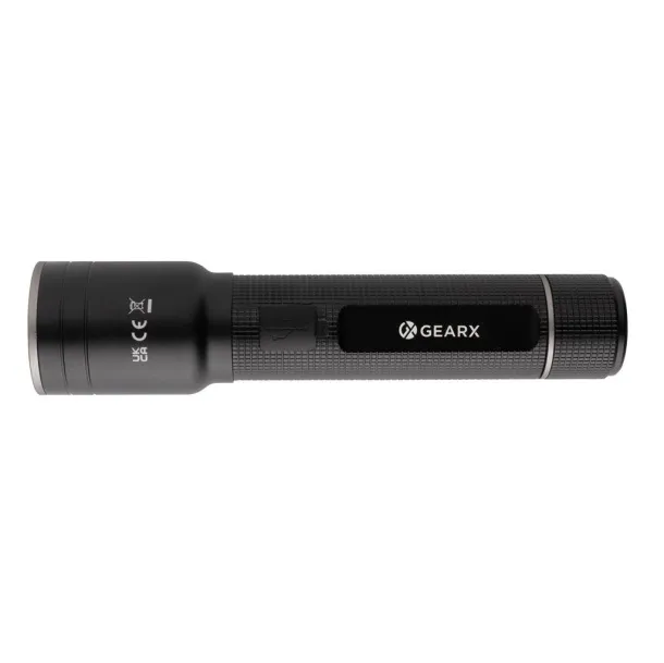  RCS recycled aluminum USB-rechargeable heavy duty torch - GearX Black 