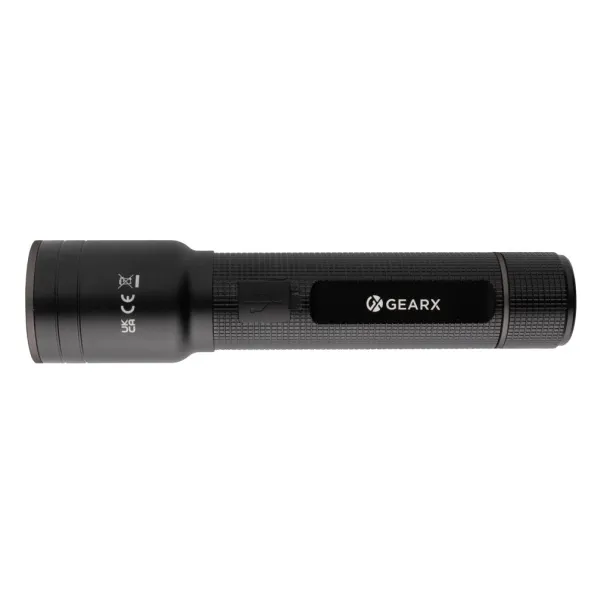  RCS recycled aluminum USB-rechargeable heavy duty torch - GearX Black 