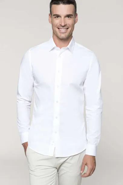  MEN’S LONG-SLEEVED COTTON POPLIN SHIRT - Kariban Striped Pale Blue White