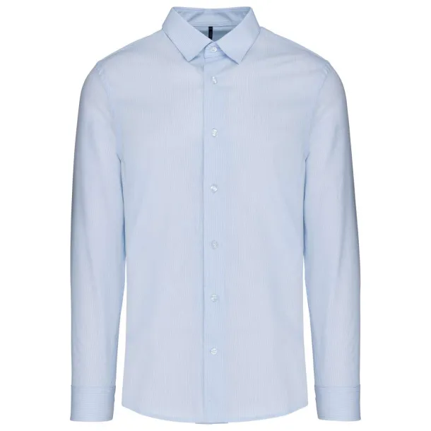  MEN’S LONG-SLEEVED COTTON POPLIN SHIRT - Kariban Striped Pale Blue White