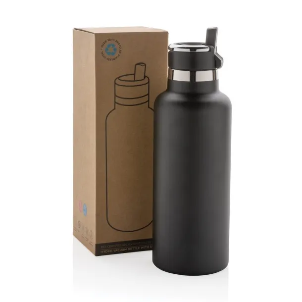  Hydro RCS recycled stainless steel vacuum bottle with spout - XD Collection Black 