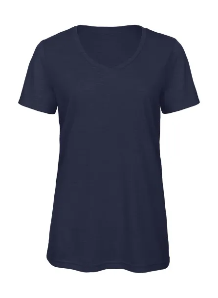  Ženska kratka majica s V-izrezom, 130 g/m² - B&C Heather Navy