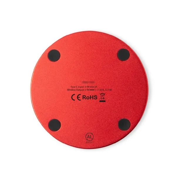  Recycled aluminium wireless charger 15W red