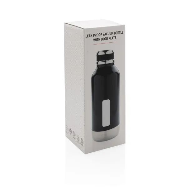  Leak proof vacuum bottle with logo plate - XD Collection Black 