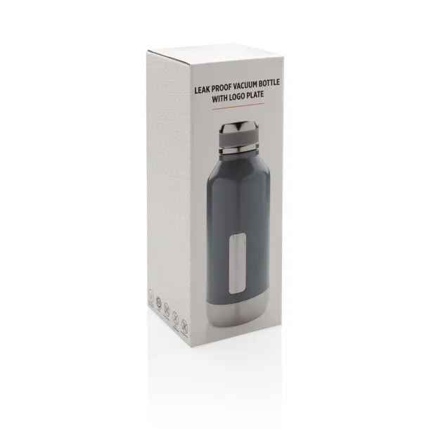  Leak proof vacuum bottle with logo plate - XD Collection Cool Grey 8 