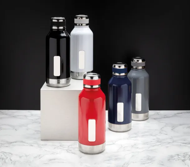  Leak proof vacuum bottle with logo plate - XD Collection Cool Grey 8 