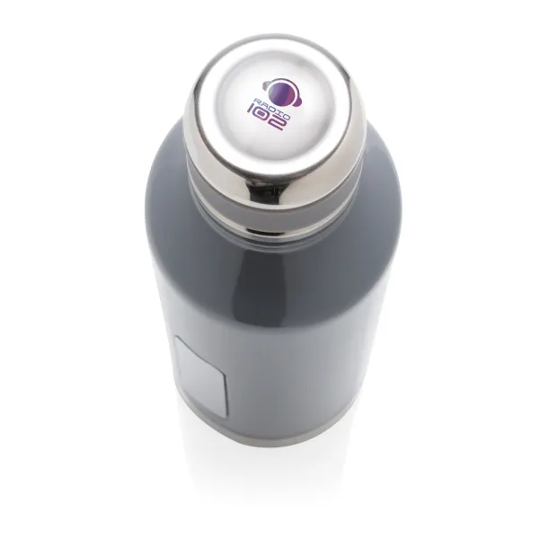  Leak proof vacuum bottle with logo plate - XD Collection Cool Grey 8 