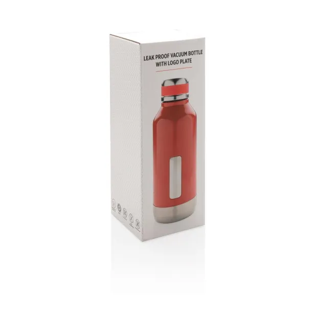  Leak proof vacuum bottle with logo plate - XD Collection Red 