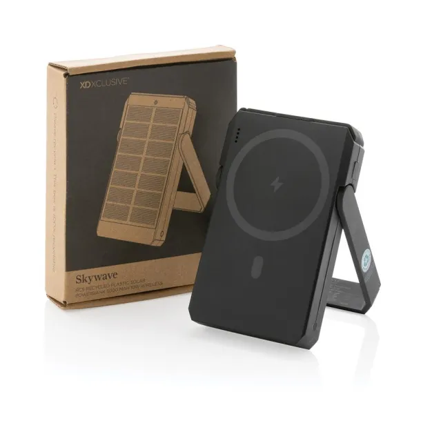  Skywave solarna prijenosna baterija s bežičnim punjačem - 10 W, 5 000 mAh - XD Xclusive Crna