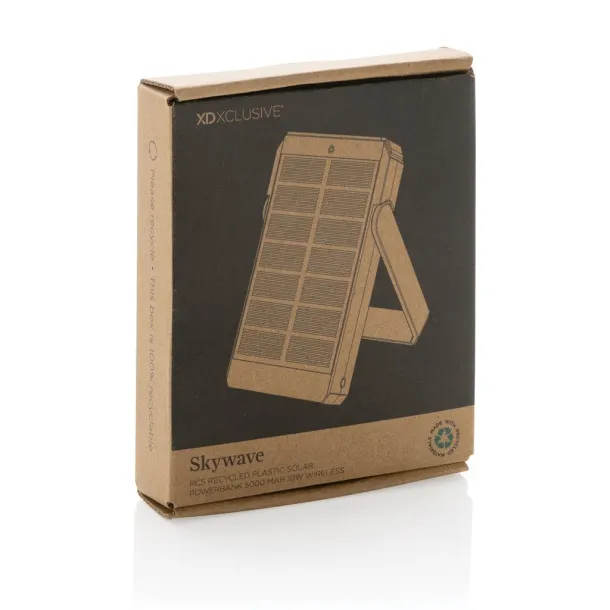  Skywave solarna prijenosna baterija s bežičnim punjačem - 10 W, 5 000 mAh - XD Xclusive Crna