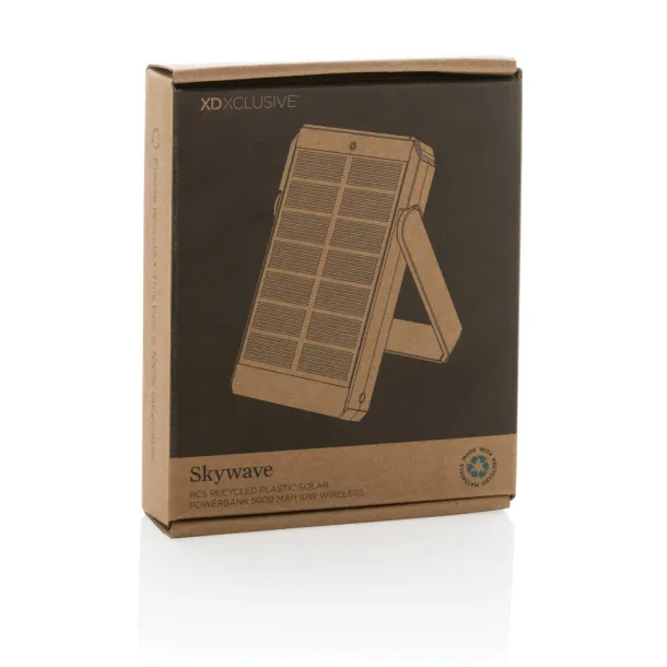  Skywave solarna prijenosna baterija s bežičnim punjačem - 10 W, 5 000 mAh - XD Xclusive Crna