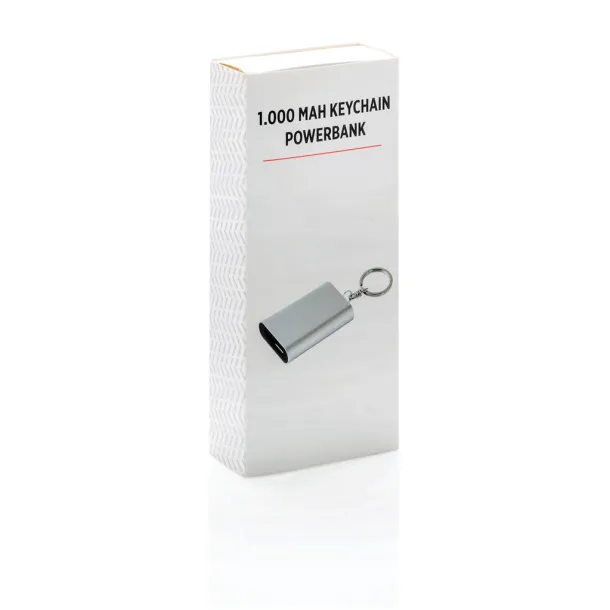  Prijenosna baterija privjesak za ključeve, 1 000 mAh - XD Collection Srebrna