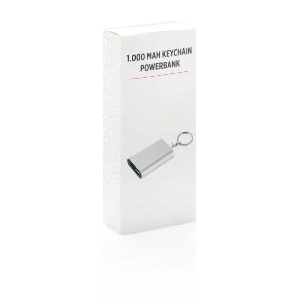  Prijenosna baterija privjesak za ključeve, 1 000 mAh - XD Collection Srebrna