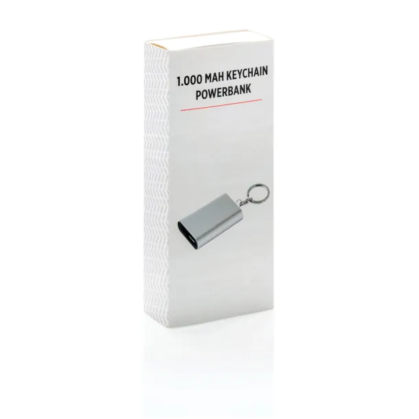  Prijenosna baterija privjesak za ključeve, 1 000 mAh - XD Collection Srebrna
