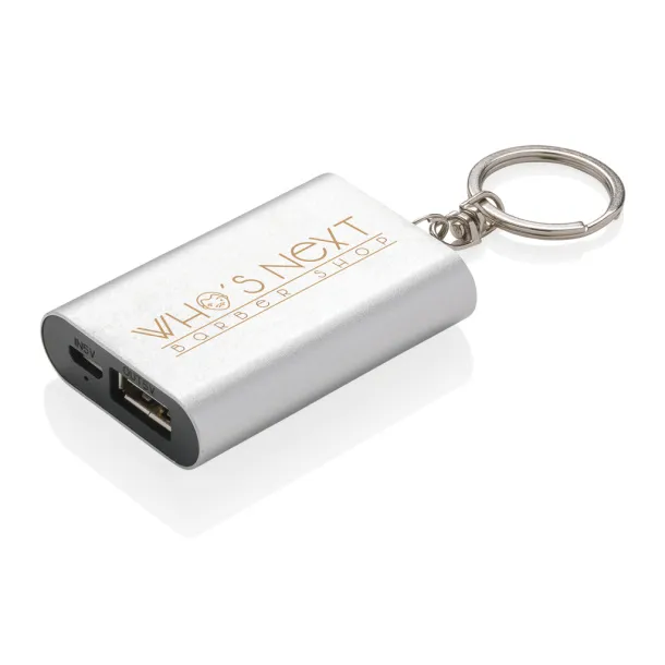  Prijenosna baterija privjesak za ključeve, 1 000 mAh - XD Collection Srebrna