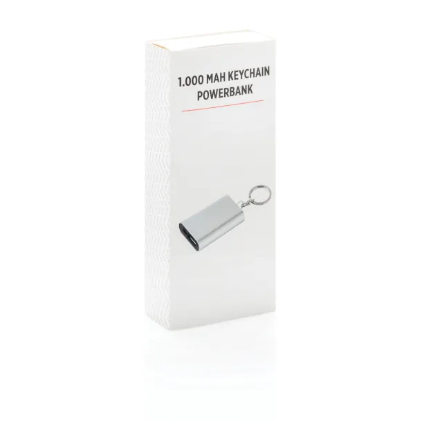  Prijenosna baterija privjesak za ključeve, 1 000 mAh - XD Collection Srebrna