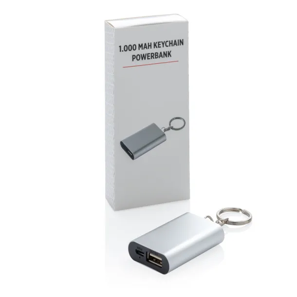  Prijenosna baterija privjesak za ključeve, 1 000 mAh - XD Collection Srebrna