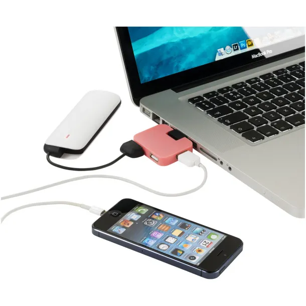 Gaia 4-port USB hub - Unbranded Transparent pink