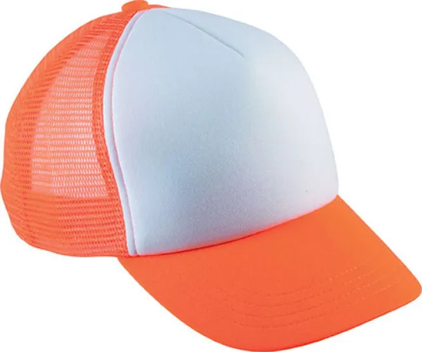  KIDS' TRUCKER MESH CAP - 5 PANELS - K-UP White Fluorescent Orange