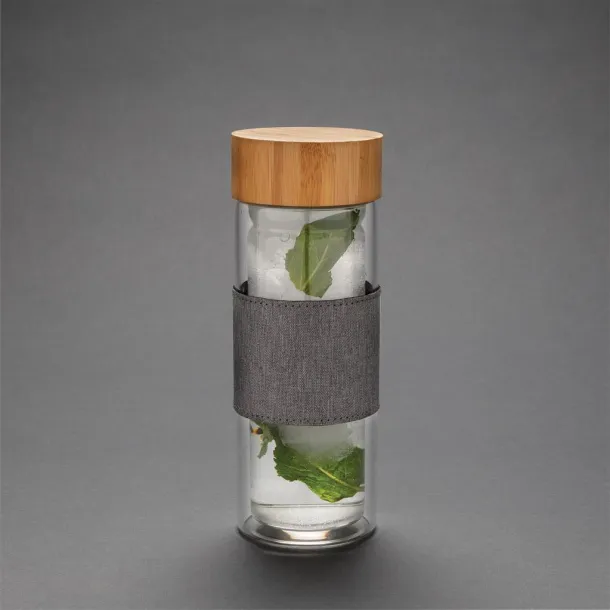  Impact borosilikatna staklena boca s dvostrukom stijenkom, 360ml - XD Collection Prozirno Siva