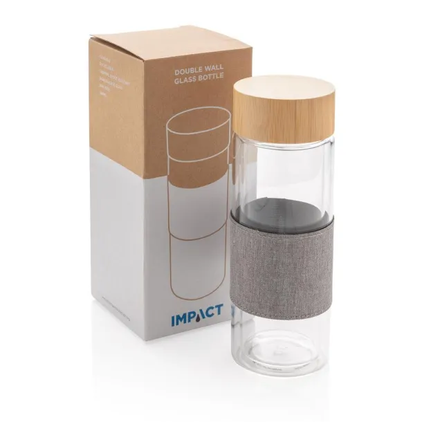  Impact borosilikatna staklena boca s dvostrukom stijenkom, 360ml - XD Collection Prozirno Siva