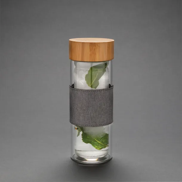 Impact borosilikatna staklena boca s dvostrukom stijenkom, 360ml - XD Collection Prozirno Siva