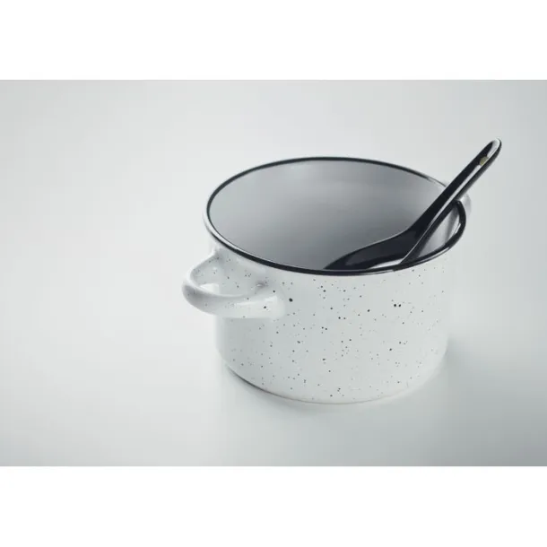 PIGA BOWL Ceramic vintage bowl 550 ml White