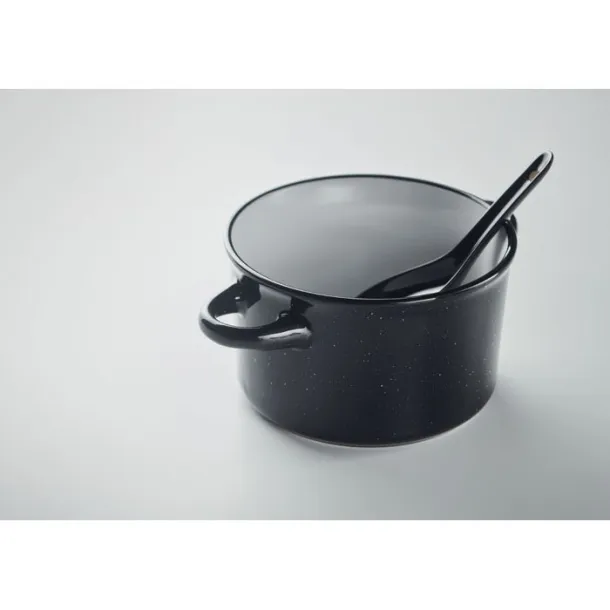 PIGA BOWL Ceramic vintage bowl 550 ml Black