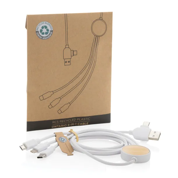  RCS recycled plastic Ontario 6-in-1 cable - XD Collection White 