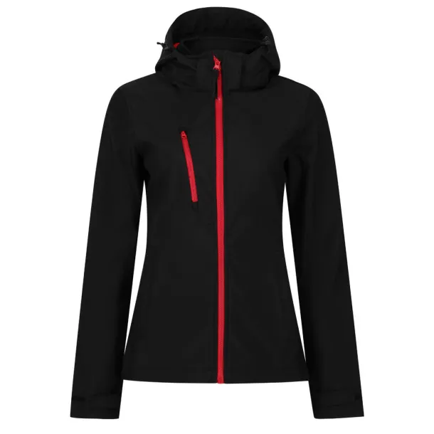  Women's Venturer 3-Layer Hooded Softshell Jacket - Regatta Professional Black Crvena