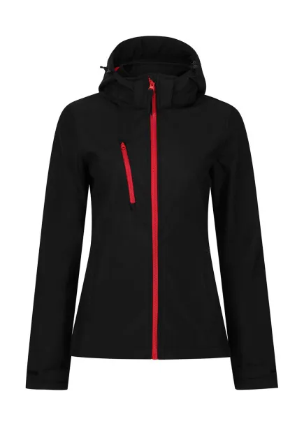  Women's Venturer 3-Layer Hooded Softshell Jacket - Regatta Professional Black Crvena