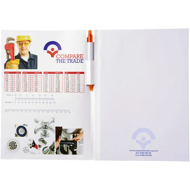 Essential conference pack A4 notepad and pen - Unbranded White Orange