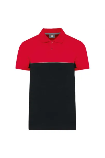  UNISEX ECO-FRIENDLY TWO-TONE SHORT SLEEVE POLO SHIRT - Designed To Work Black Red