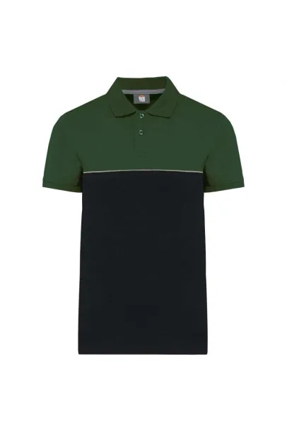  UNISEX ECO-FRIENDLY TWO-TONE SHORT SLEEVE POLO SHIRT - Designed To Work Crna Ideal Forest Green