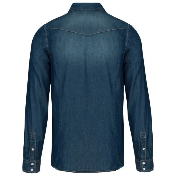  MEN'S LONG-SLEEVED DENIM SHIRT - Kariban Blue Jean